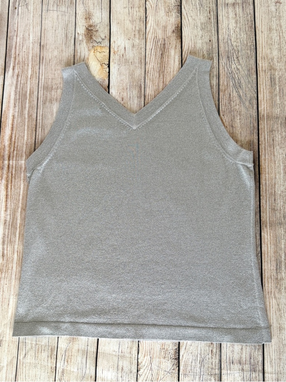 Lucia Burns Silk Metallic Tank Top | Size XL
